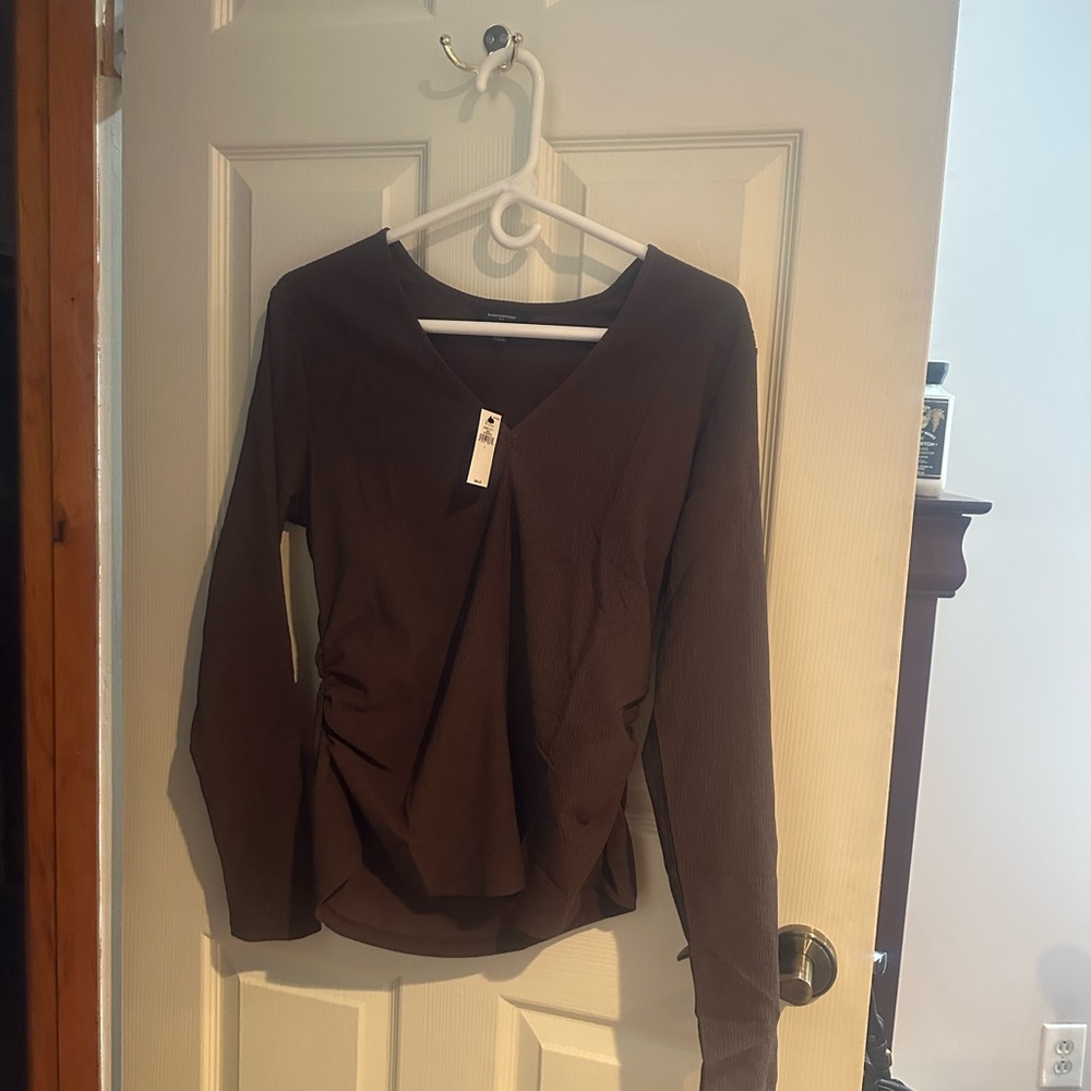 Banana Republic Womens Brown V-Neck Long Sleeve Top Brand New